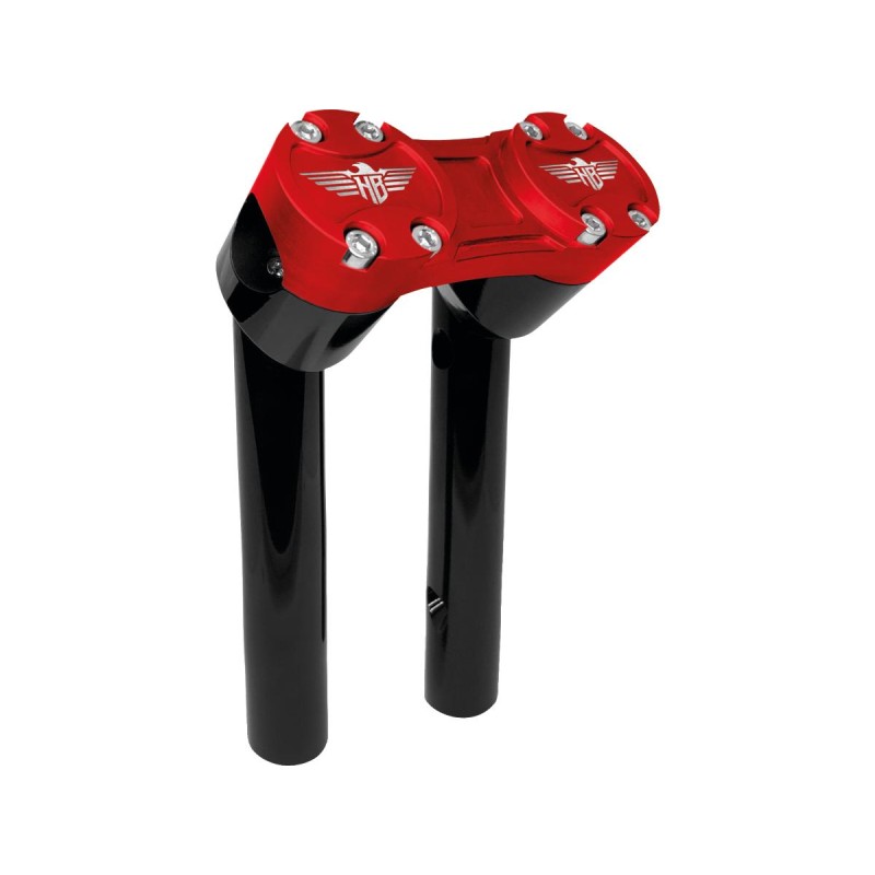 6" Clubstyle Pullback Risers With Red Clamp Black 1 1/4"