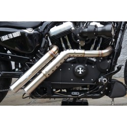 Firestarter Midcontrol Exhaust System , Raw Hole Heat Shield, Polished Smooth End Cap, Outline 2,5"