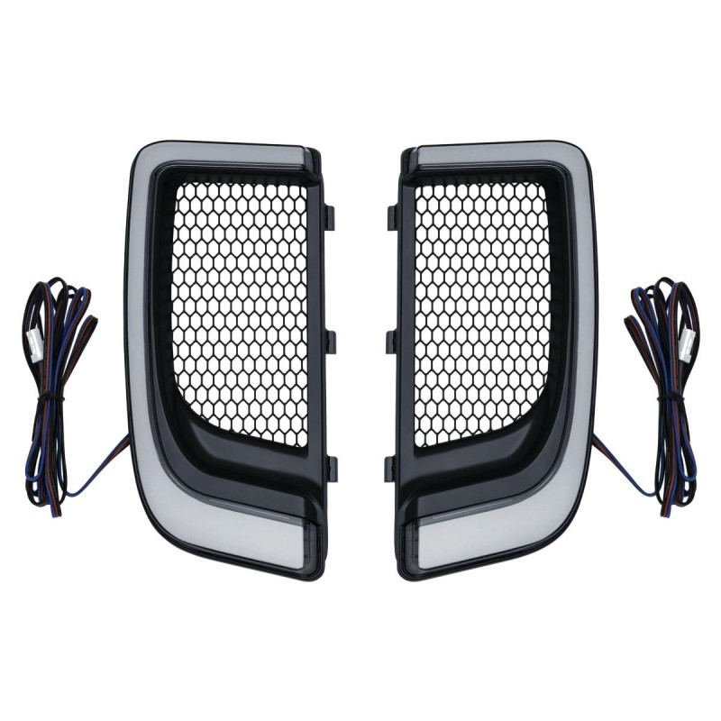 LED Tracer Fairing Lower Grills Black Satin White LED