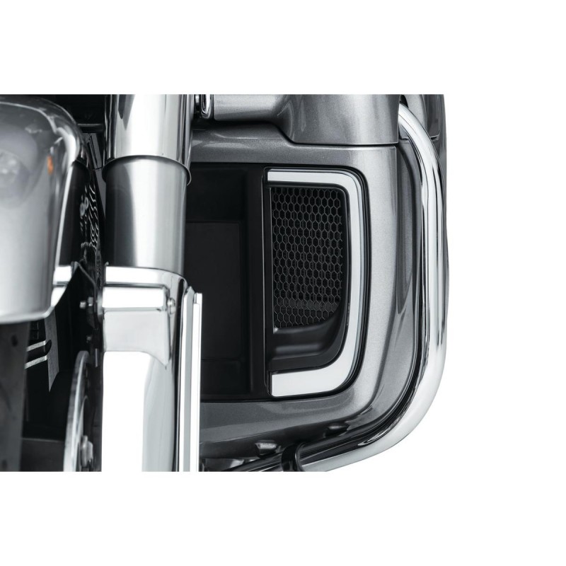 LED Tracer Fairing Lower Grills Black Satin White LED