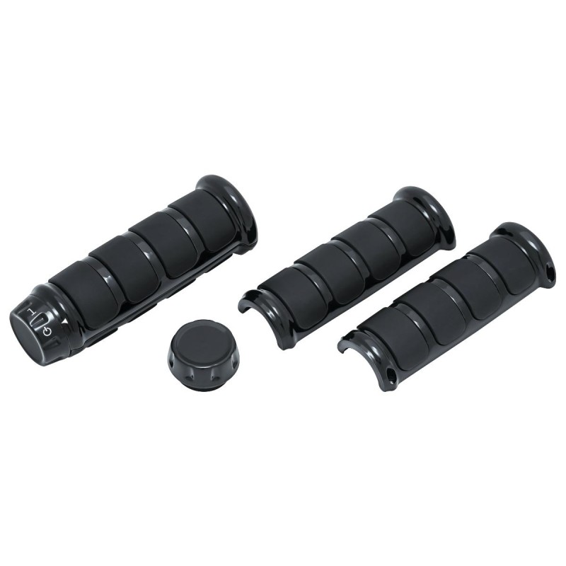 ISO Grip Covers for HD Heated Grips Gloss Black 1" Throttle By Wire