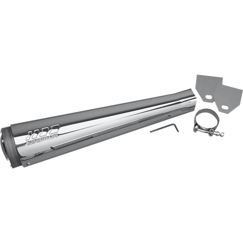 4" External Disc Series Megaphone Universal Slip-On Muffler 1.75" Inlet Stainless Steel Polished 4"