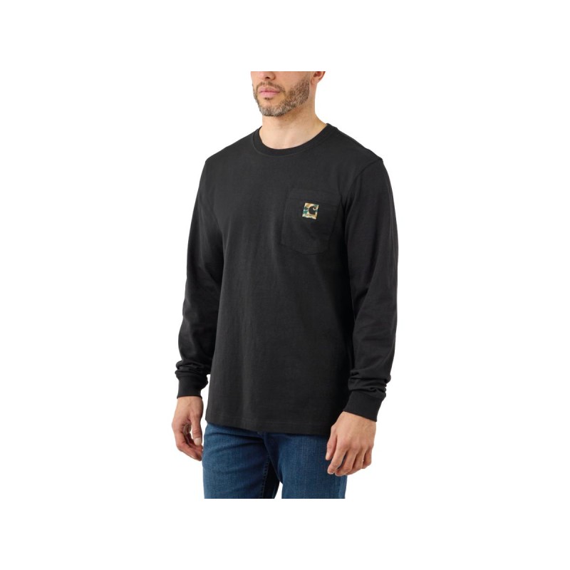 Relaxed Fit Heavyweight Long Sleeve Pocket Camo C Graphic Shirt