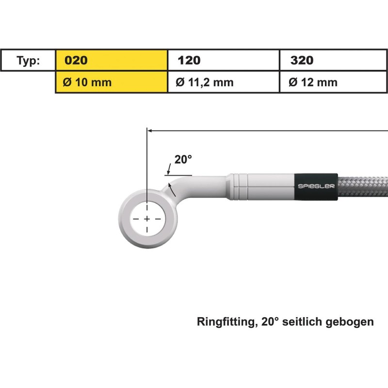 10 mm, Vario Line Banjo Fitting Type 020, 20°Side Bend, ABS Block Stainless Steel