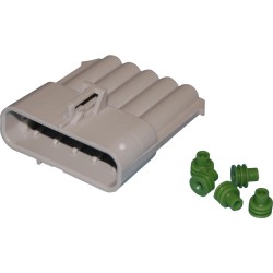Delphi/Packard Weatherpack, 5-Wire Male Connector With Wire Seals Gray