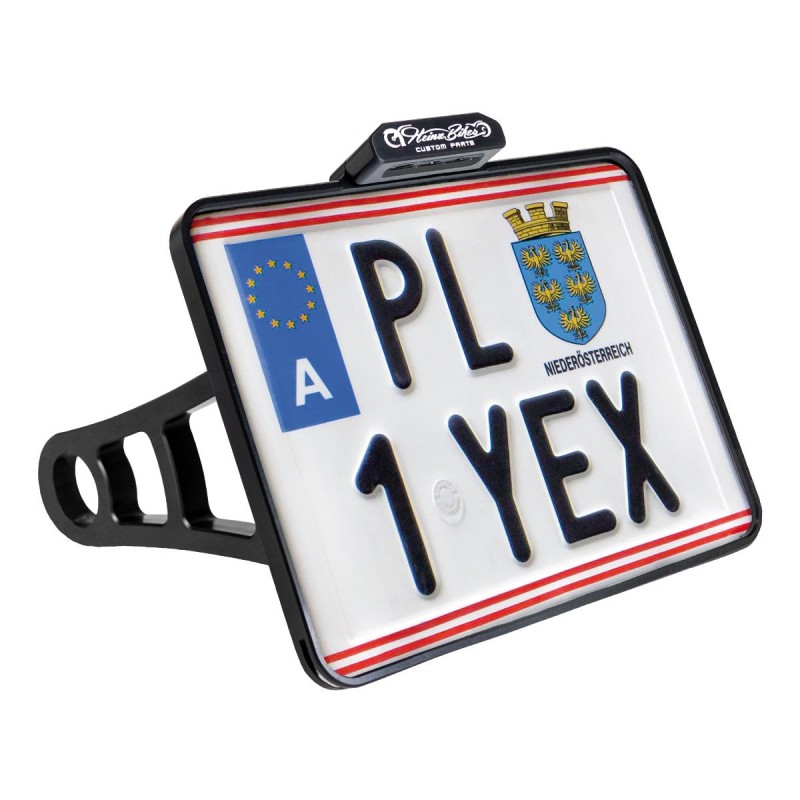 Side Mount License Plate Kit Austrian specification 210x170mm Black Anodized