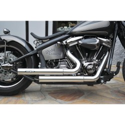 Top Chopp Staggered Forward Control Exhaust System , Without Heat Shield, Polished Smooth End Cap, Black 2,5"