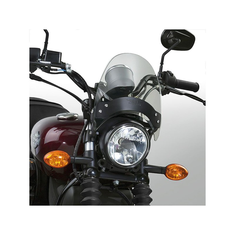 Flyscreen Windshield Kit Height: 8,5", Width: 9,25", Black Brackets Up to 43mm Light Smoke