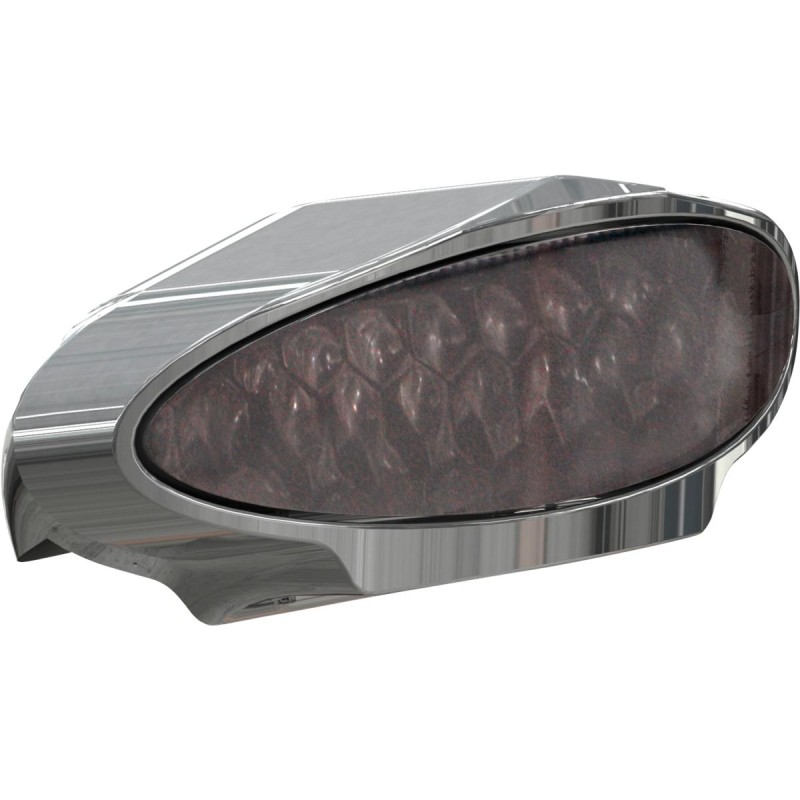 Inside Plate Oval Mini LED Taillight without Mounting Bracket Aluminium Polished Tinted LED