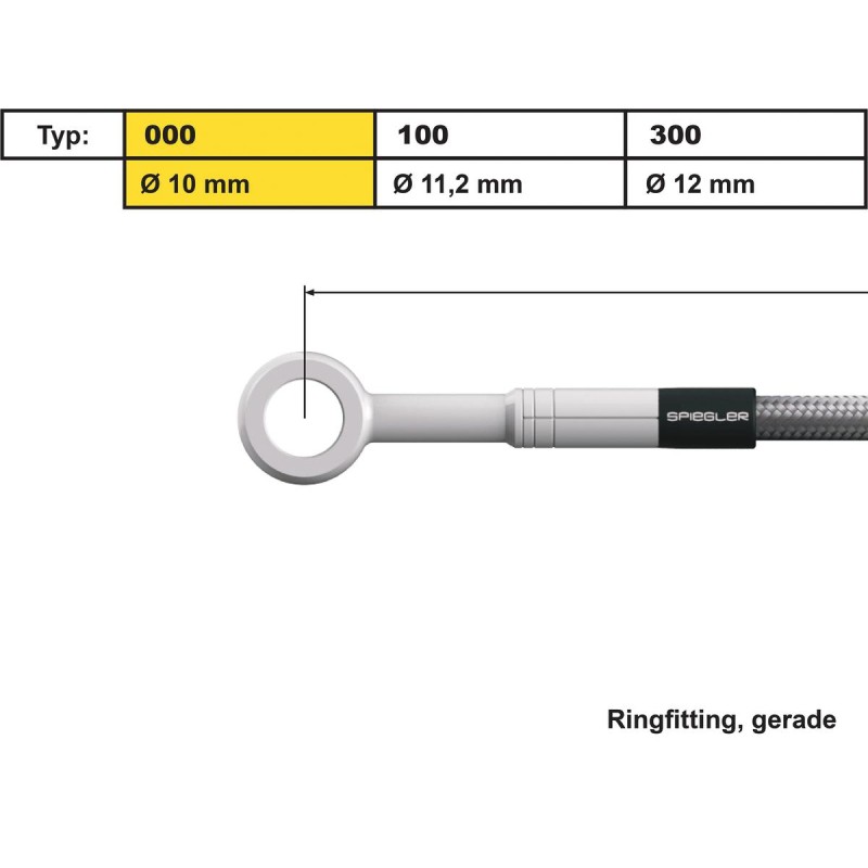 10 mm, Vario Line Banjo Fitting Type 000, Straight Stainless Steel