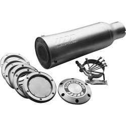 4" Racing Series Universal Slip-On Muffler 2" Inlet, 2" Core Baffle, 8 Discs Satin