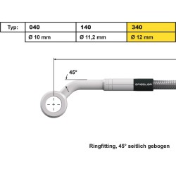 12 mm, Vario Line Banjo Fitting Type 340, 45° Side Bend, ABS Block Stainless Steel