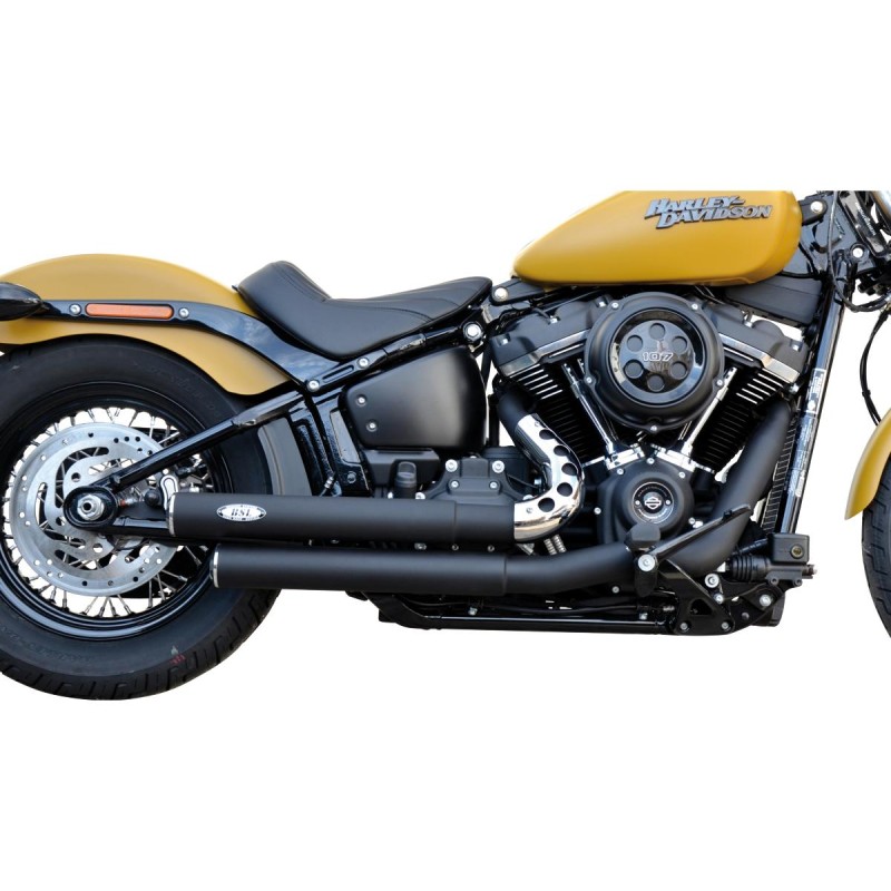 Top Chopp Staggered Exhaust System , Without Heat Shield, Polished Smooth End Cap, Black 70 mm