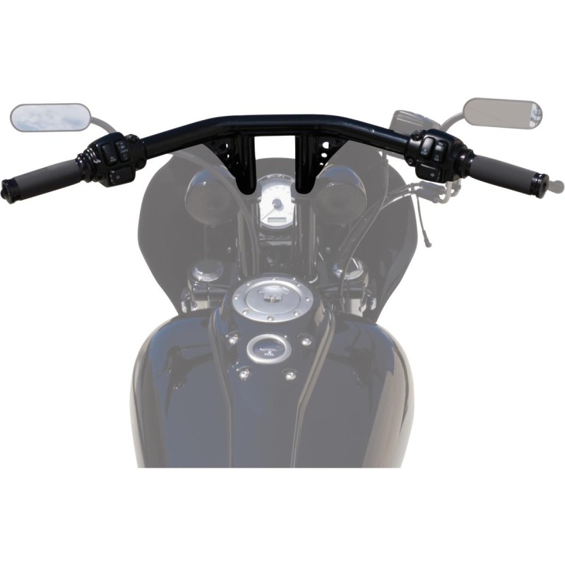 12 Straight-Up T-Bar Handlebar Black Powder Coated 1 1/4" Throttle By Wire