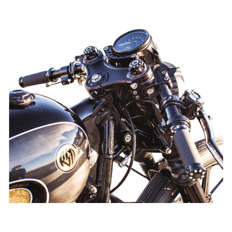 Clip-On Handlebar For 39mm Fork Tubes Dimpled Black Anodized 1"