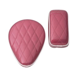 Small Spring Diamond Solo Seat White Piping Red Metalflake White Vinyl