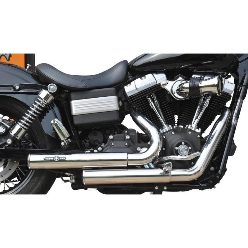 Top Chopp Staggered Exhaust System , Without Heat Shield, Polished Smooth End Cap, Black 2,5"