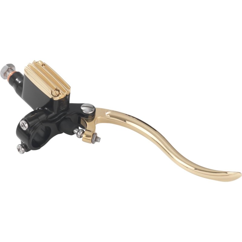 Deluxe Brake Master Cylinder Kit Brass Polished Lever and Master Cylinder Cover Black 12 mm Single Disc