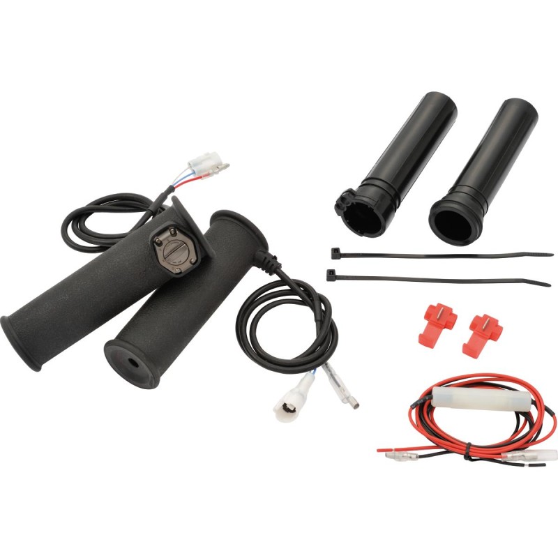 3-Level Heated Grips Black 1" Throttle By Wire Cable operated