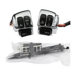 06-11 Chrome Handlebar Switch Housing Kit with Switches With Black Switches Chrome