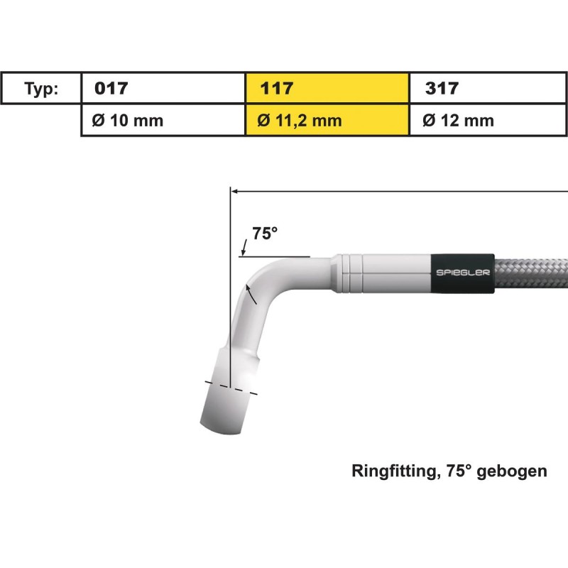 11 mm, Vario Line Banjo Fitting Type 117, 70° Elbow Stainless Steel
