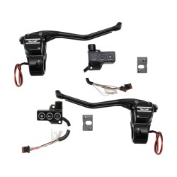 RR90 Can Bus Single Caliper, Hydraulic Clutch Hand Control Kit Downward Mirrors Black Anodized