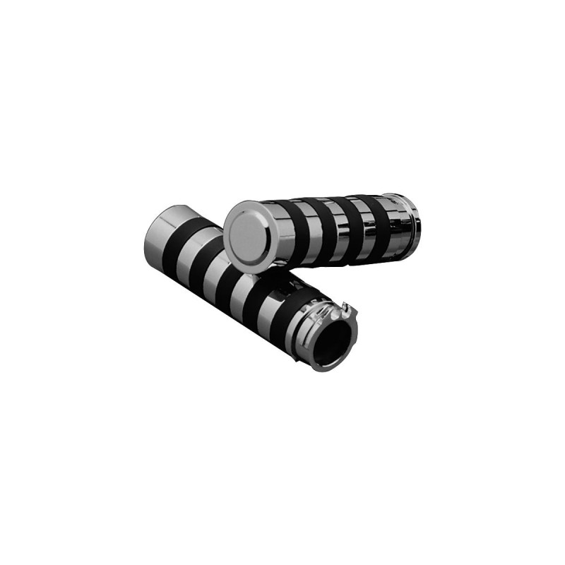 Rubber Band Grips With integrated aluminium throttle sleeve Chrome 1" Throttle Cables