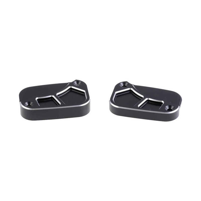 Custom Front Brake- and Clutch Master Cylinder Cover Set Black Cut Brake Side Clutch Side