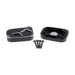 Custom Front Brake- and Clutch Master Cylinder Cover Set Black Cut Brake Side Clutch Side