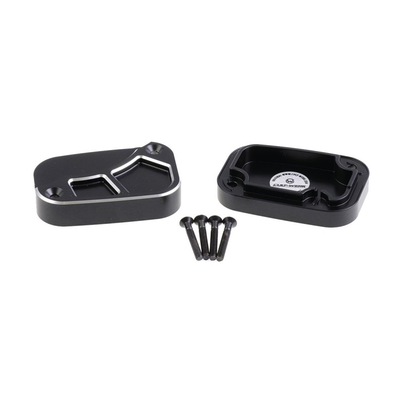 Custom Front Brake- and Clutch Master Cylinder Cover Set Black Cut Brake Side Clutch Side