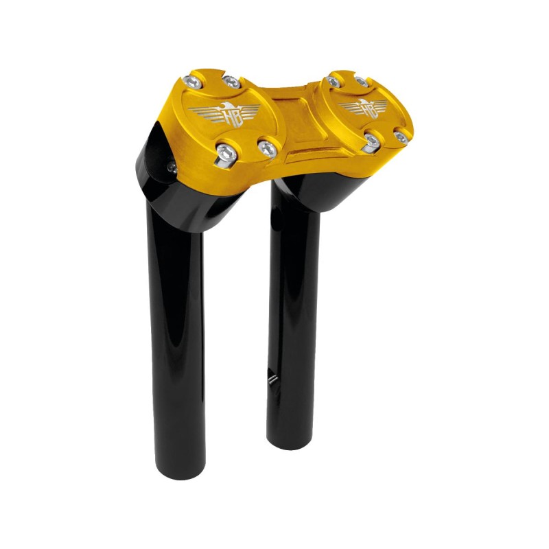 6" Clubstyle Pullback Risers With Gold Clamp Black 1 1/4"