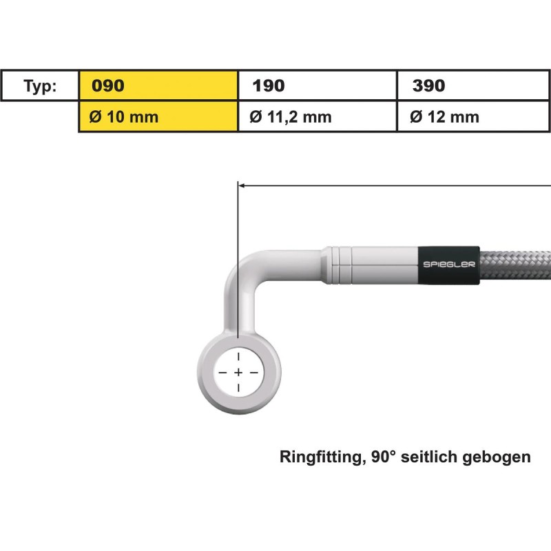 10 mm, Vario Line Banjo Fitting Type 090, 90° Side Bend, ABS Block Stainless Steel