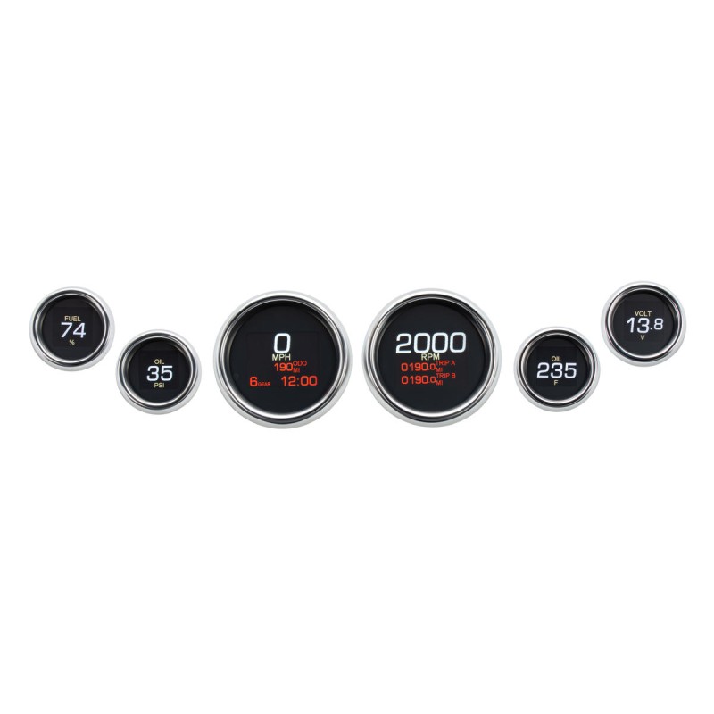 MLX Dresser Pack Dresser and Bagger 6 Gauge, Chrome Bezels '04+ 6 Gauge Kit