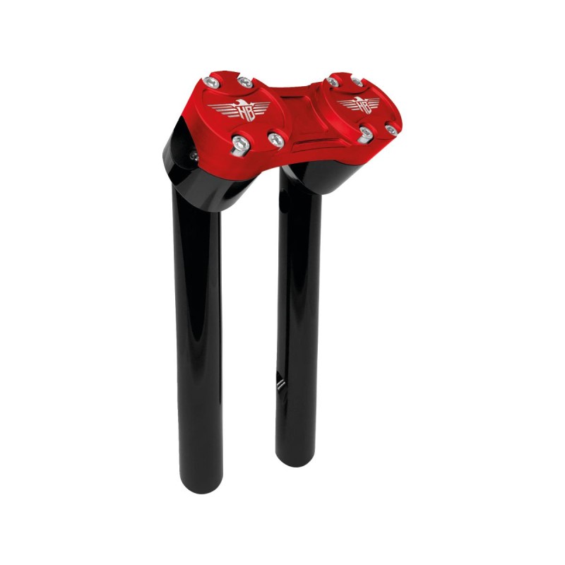 10" Clubstyle Pullback Risers With Red Clamp Black 1 1/4"