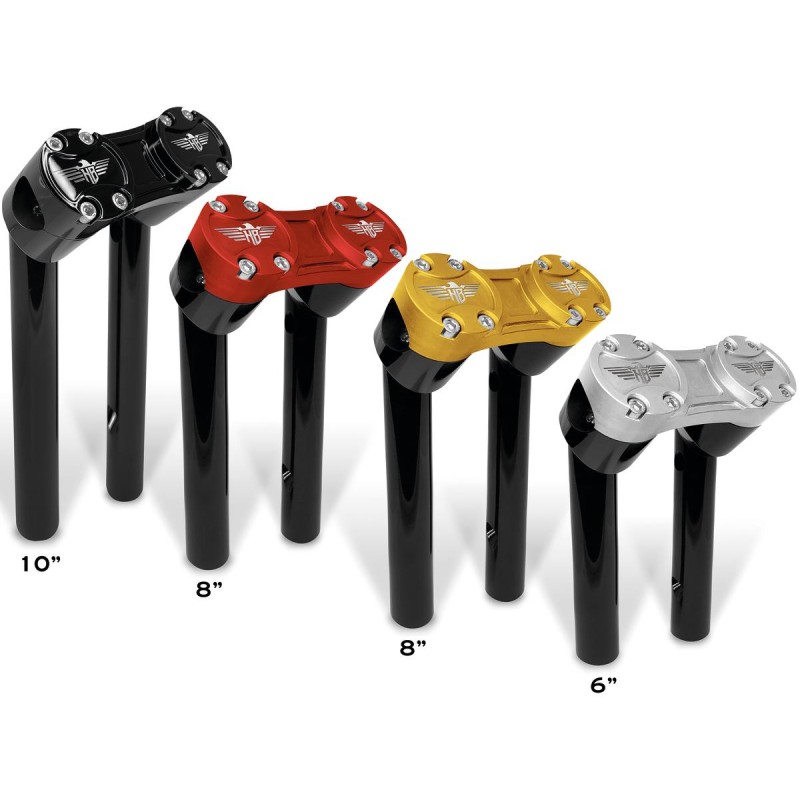 10" Clubstyle Pullback Risers With Red Clamp Black 1 1/4"