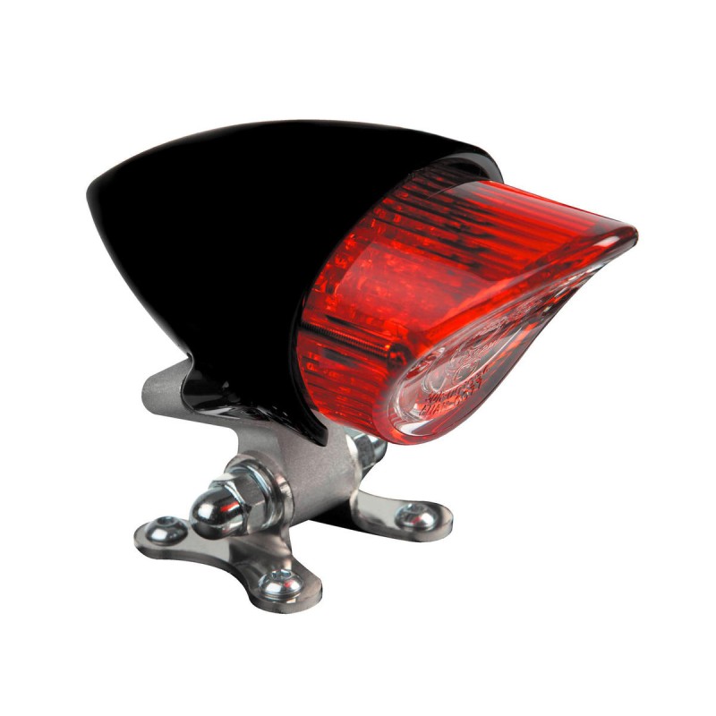 Bullet LED Taillight without Mounting Bracket Black Satin Clear Red LED
