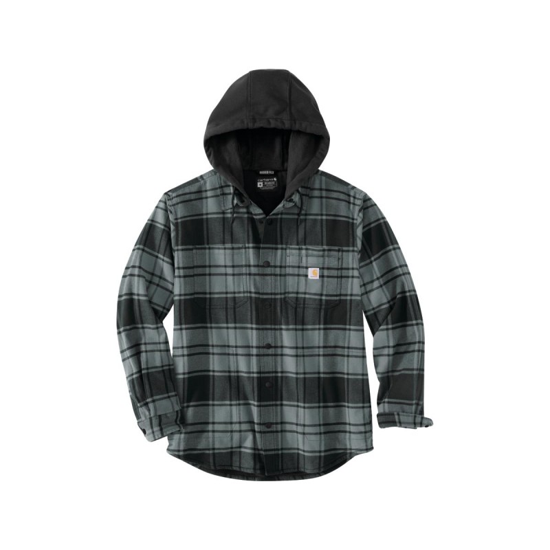 Rugged Flex Relaxed Fit Flannel Fleece-Lined Hooded Shirt Jacket