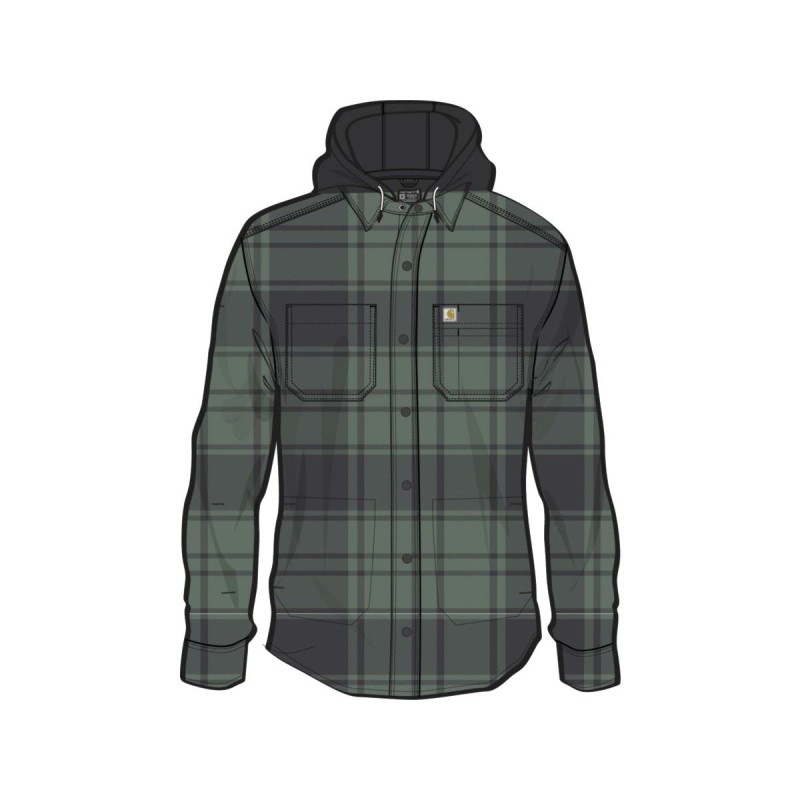 Rugged Flex Relaxed Fit Flannel Fleece-Lined Hooded Shirt Jacket