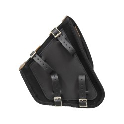 Canvas Swing Arm Saddle Bag with Bottle With Black Straps Black Left