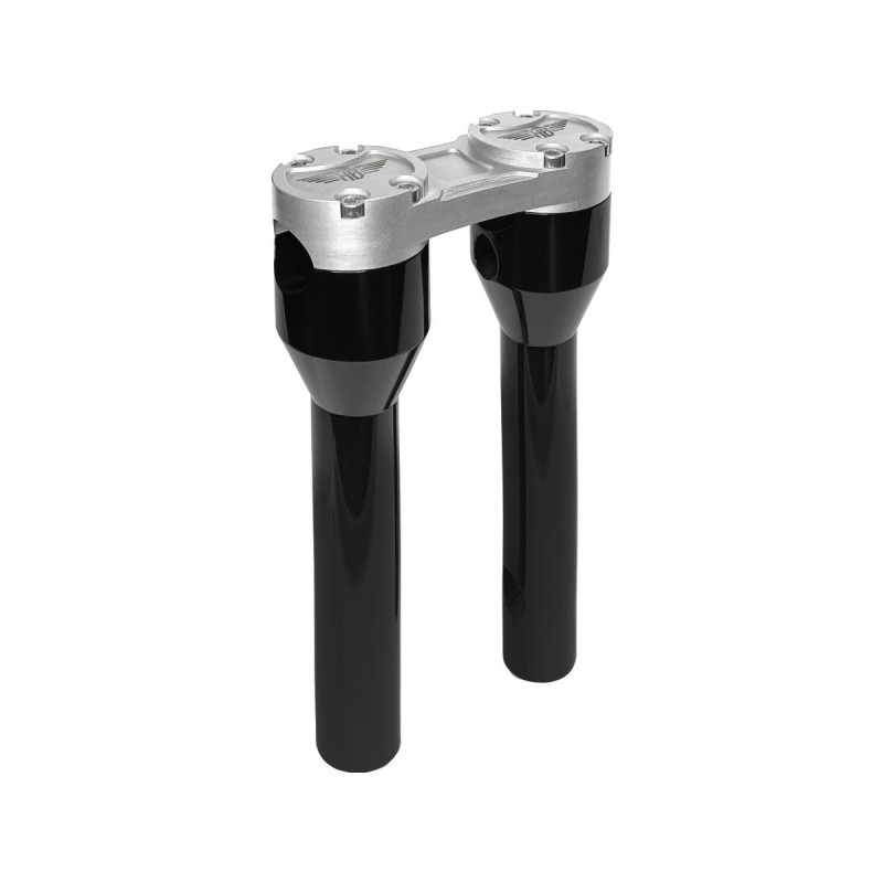 8" Clubstyle Straight Risers With Silver Clamp Black 1"