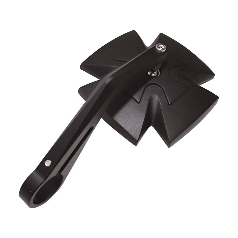 Iron Cross Bar End Mirror 115 mm stem Black, Anodized