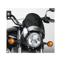 Flyscreen Windshield Kit Height: 8,5", Width: 9,25", Chrome Brackets 44-50mm Dark Smoke