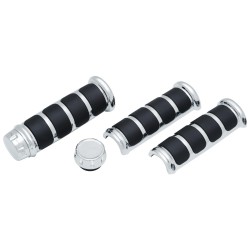 ISO Grip Covers for HD Heated Grips Chrome 1" Throttle By Wire