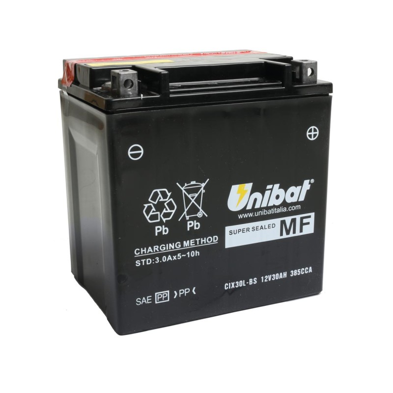 Maintance Free Series CIX30L-BS Batterie Dry Battery with Acid Pack AGM, 385 A, 30.0 Ah