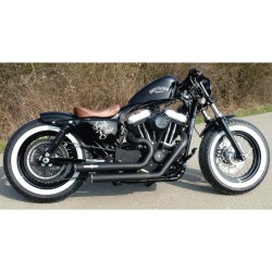 Top Chopp Staggered Exhaust System , Without Heat Shield, Polished Smooth End Cap, Black 2,5"