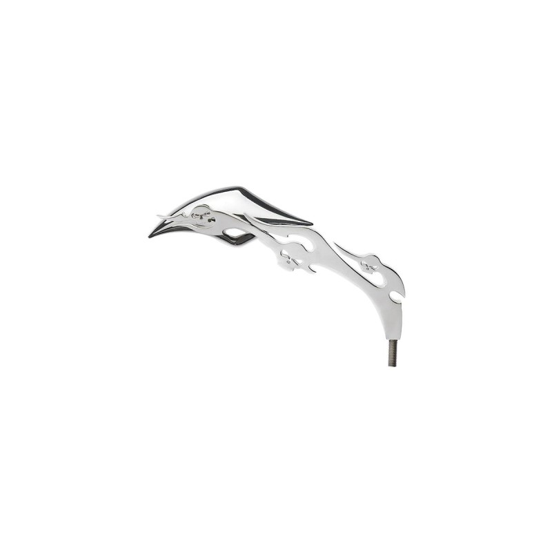 Flame and Skull Mirror Chrome Left