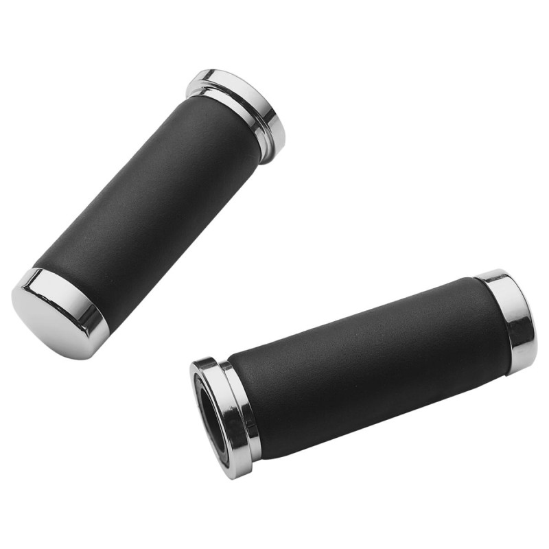 Leather Cushion Grips Chrome 1" Throttle Cables