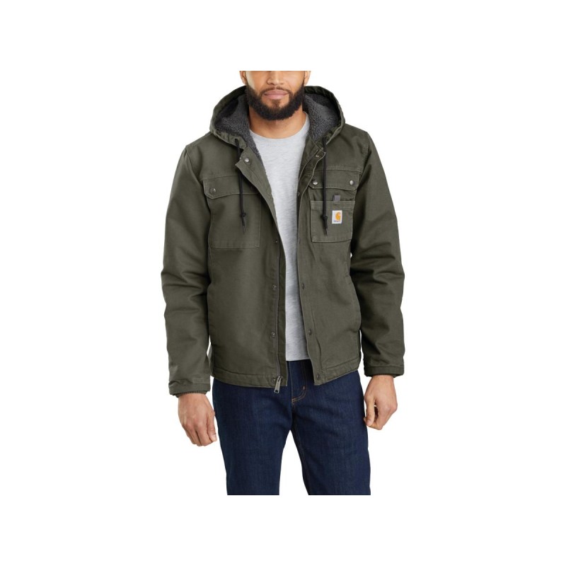 Relaxed Fit Washed Duck Sherpa-Lined Utility Jacket S Moss