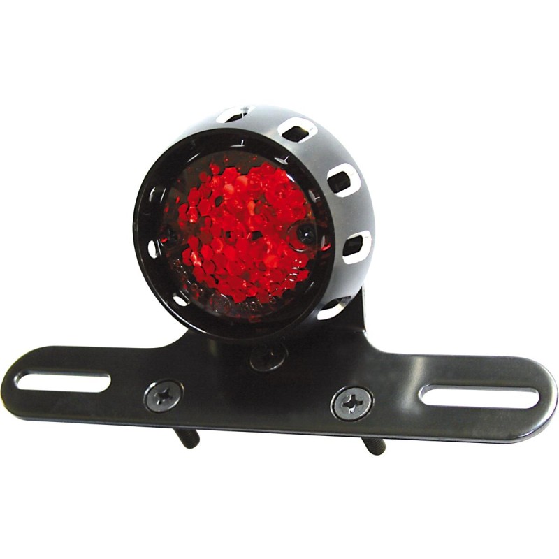 Miles LED Taillight LED, Red Lens, Metal Housing Black Powder Coated Red Reflector LED