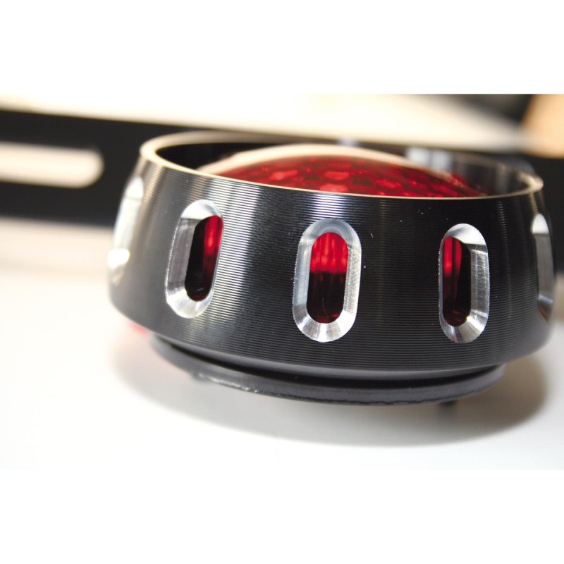 Miles LED Taillight LED, Red Lens, Metal Housing Black Powder Coated Red Reflector LED